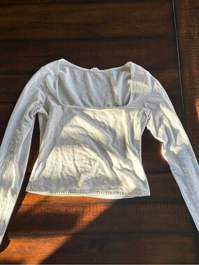 Garage Light Gray Square-Neck Long Sleeve Top